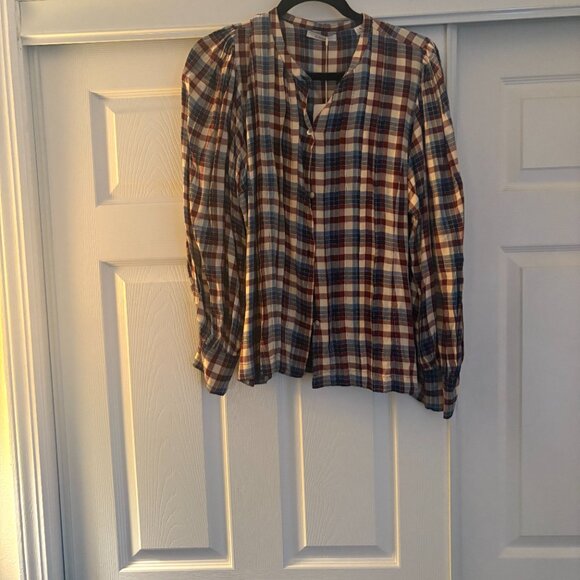 DÔ E N Harlow Plaid Blouse, NWT, Sz L - Picture 2 of 9
